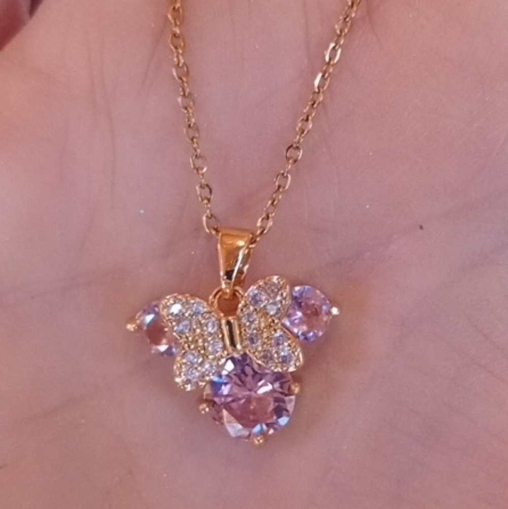 ♥️ Individually $10 Or Bundle 3/$26 Pink/Purple Minnie Mouse Inspired Necklace